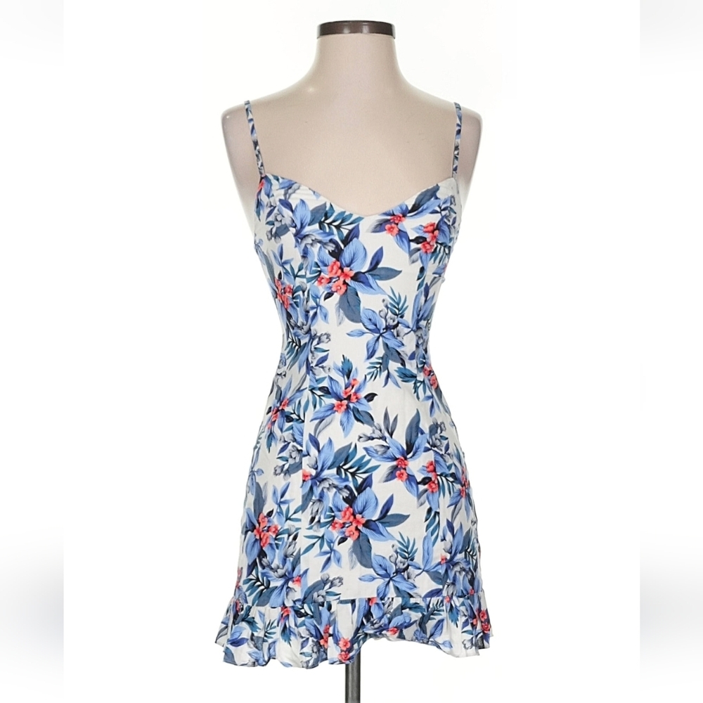 MAJORELLE Blue and White Floral Mini Dress